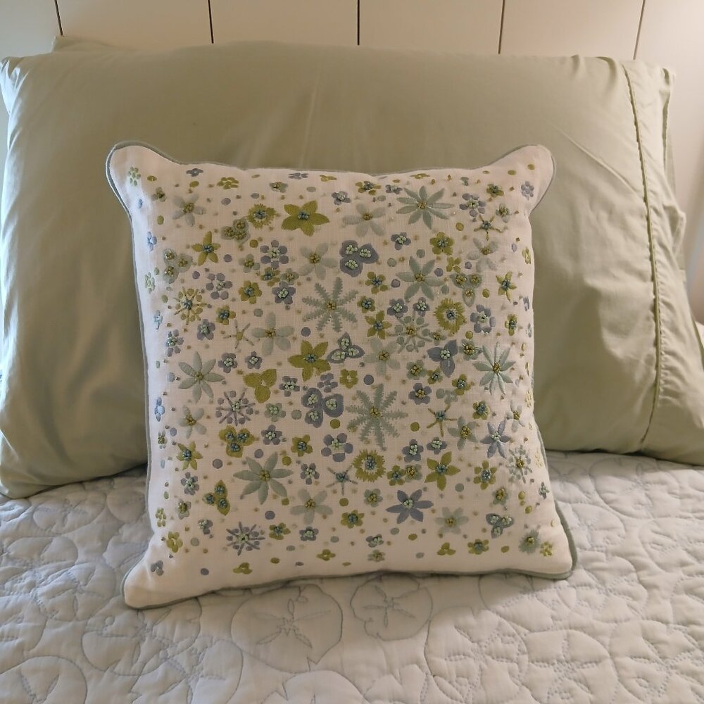 Pier 1 Beaded & Embroidered Floral Accent Pillow - 14 inches - Picture 7 of 10